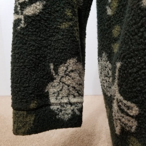 Woolrich sweater Medium fall outdoors leaf print v-neck fleece pullover VINTAGE - Picture 7 of 12